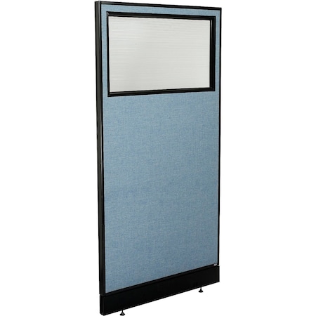 Interion By Global Industrial Interion Office Partition Panel with Partial Window & Raceway, 36-1/4inW x 76inH, Blue 694695WNBL